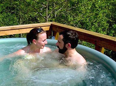 Hot tubbing on the mountain.